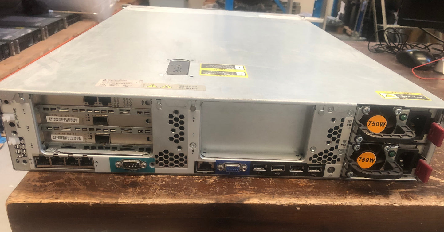 HP Proliant DL380P Gen8 File Server 8 Bay SFF - 2 x Xeon E5-2690 - 64GB DDR3 - 2 x 300GB SAS - P420i Raid - QP 1GB - 2 x 750 Watt - No Front Bezel - No Rail Kit - Refurb