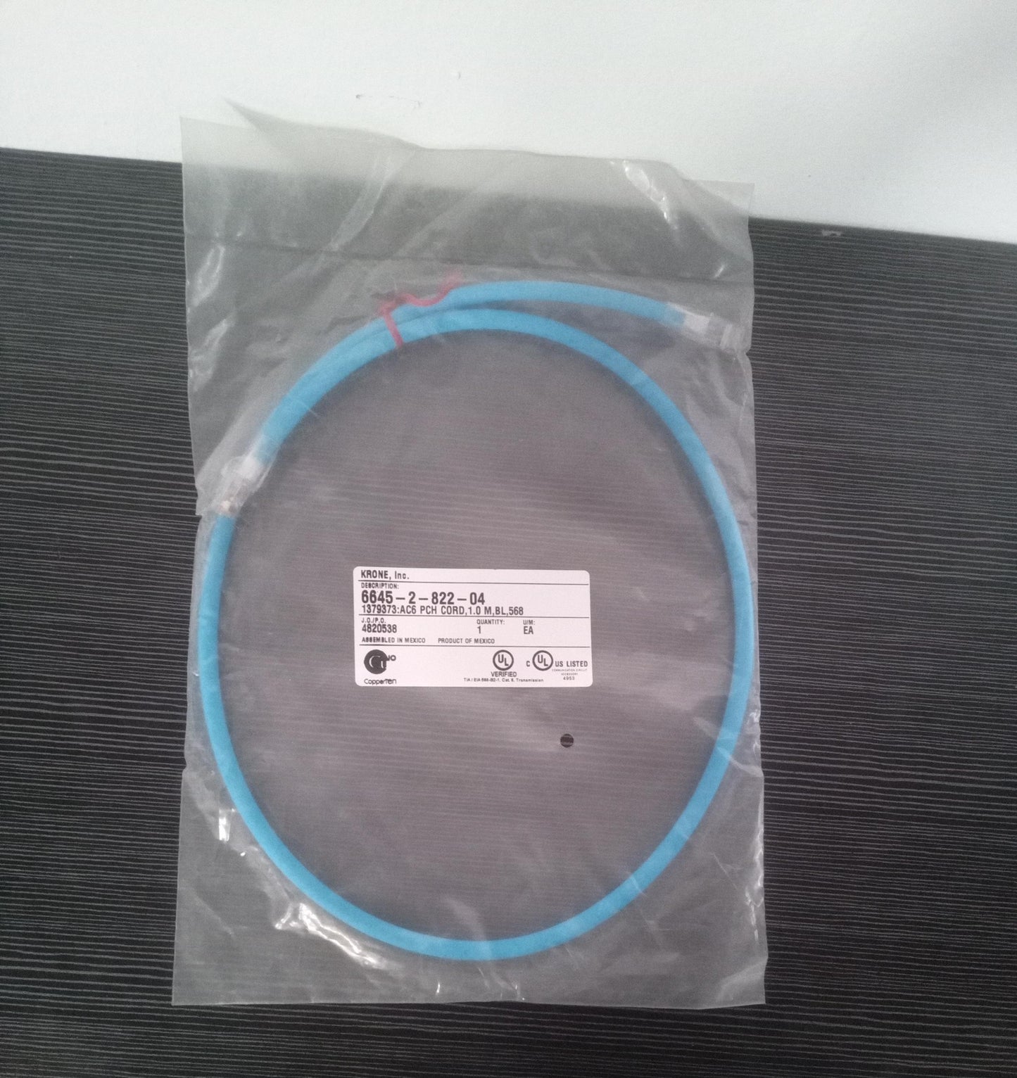 Krone 6645-2-822-04 AC6 Patch Cord – 1.0 Meter – New