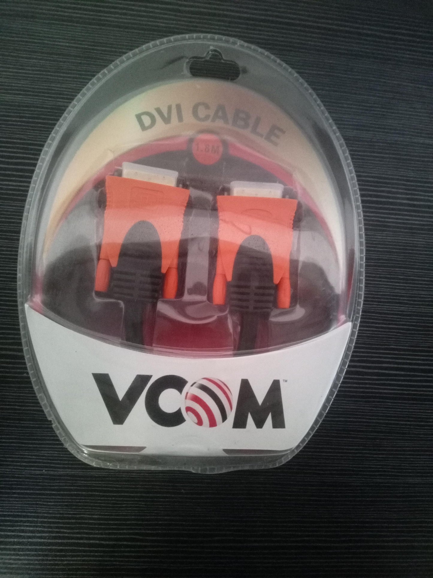 Vcom DVI DVI 24+1 Male to Male 1.8 Meter Orange and Black – New