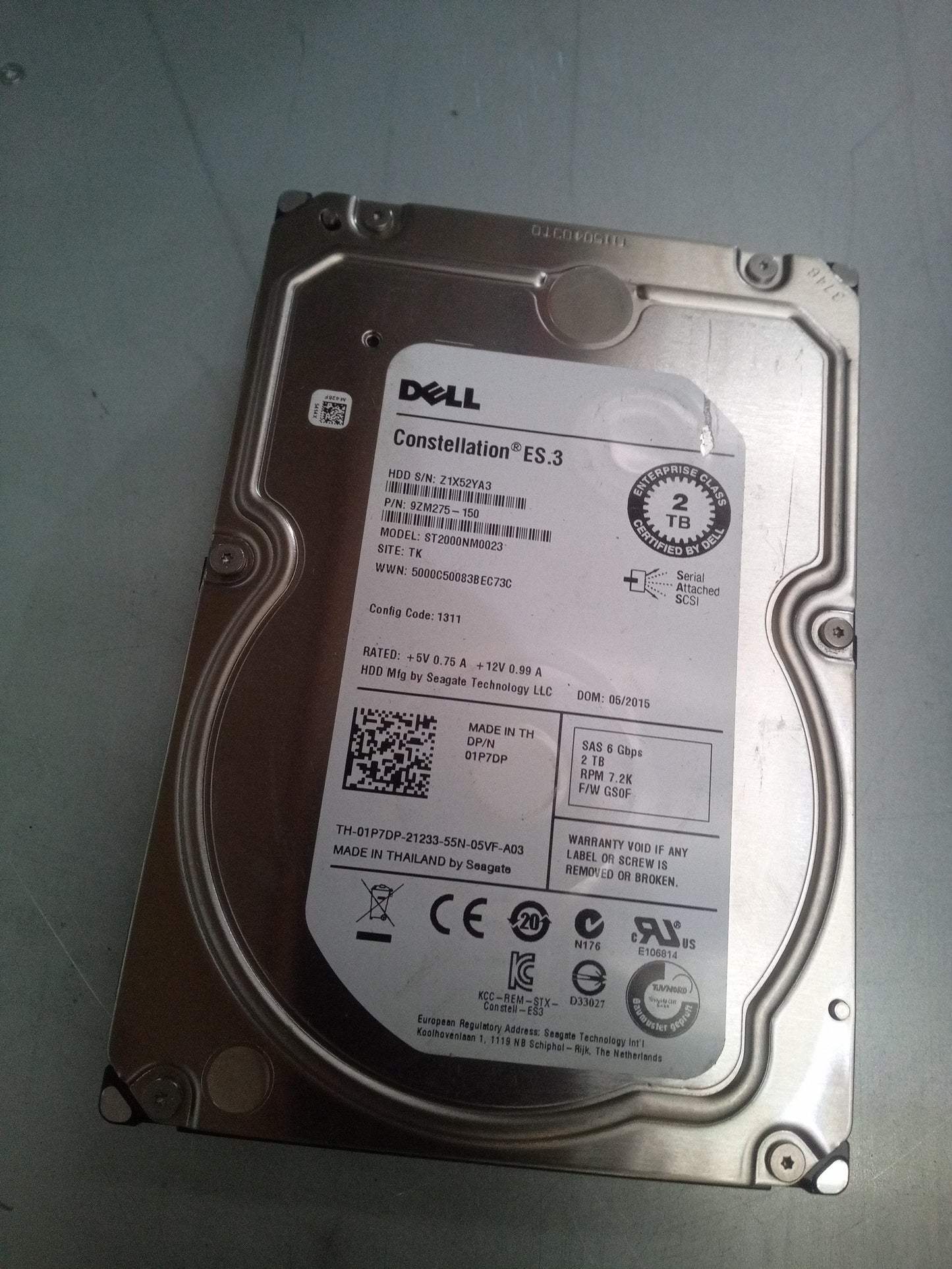 Dell ST2000NM0023 2TB 3.5 Inch 7.2K RPM SAS Hard Drive – Pre-Owned
