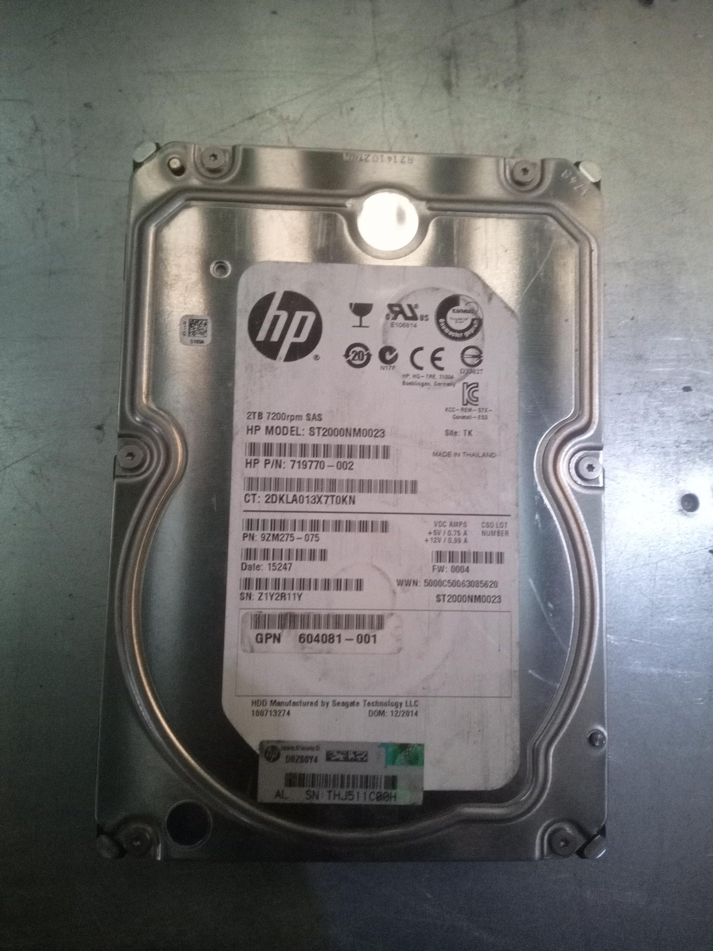 HP ST2000NM0023 2TB 3.5 Inch 7.2K RPM SAS 6Gb/s Hard Drive – Pre-Owned