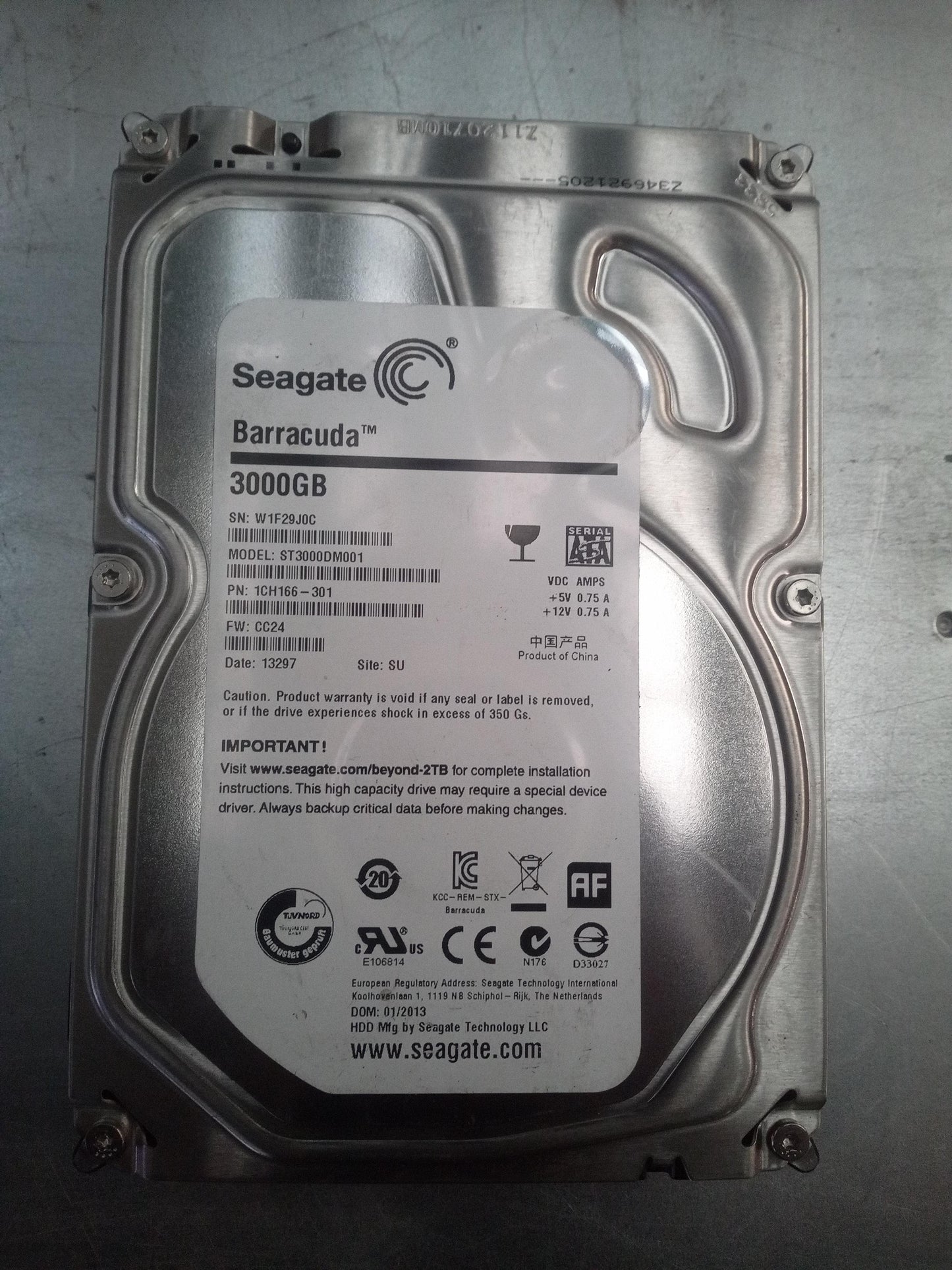 Seagate Barracuda ST3000DM001 3TB 3.5 Inch SATA Hard Drive – Pre-Owned