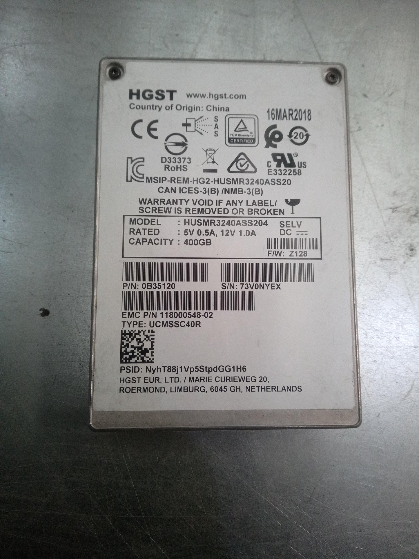 HGST HUSMR3240ASS204 2.5 Inch 400GB 12Gb/s SAS Enterprise Mixed-Use SSD – Pre-Owned