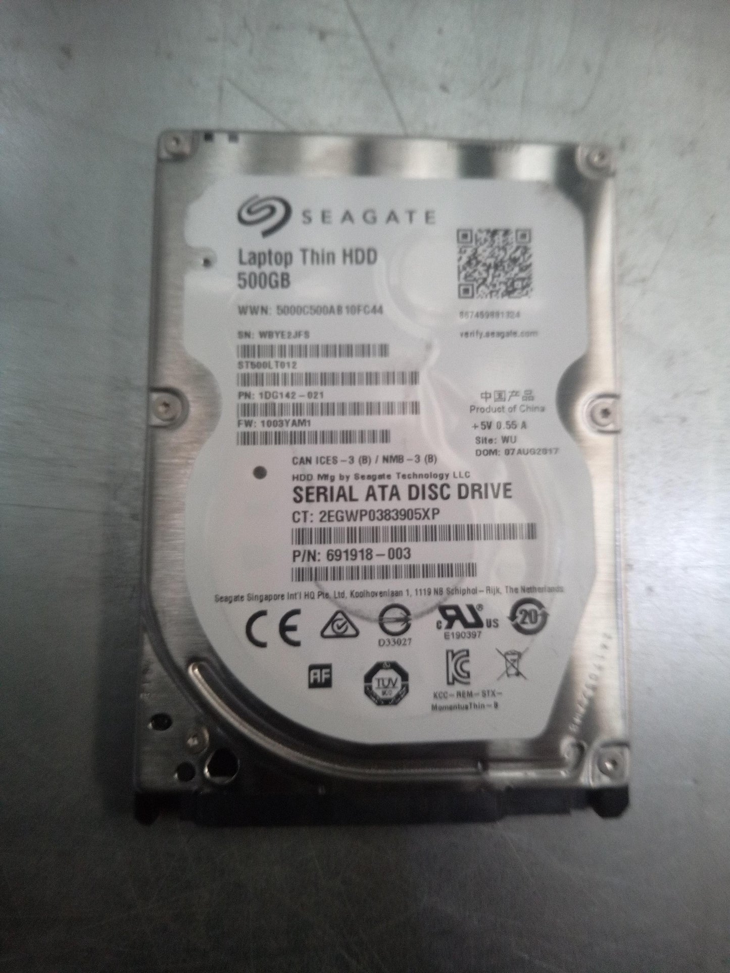 Seagate ST500LT012 2.5 Inch 500GB 5400 RPM 3Gb/s SATA Laptop Hard Drive – Pre-Owned