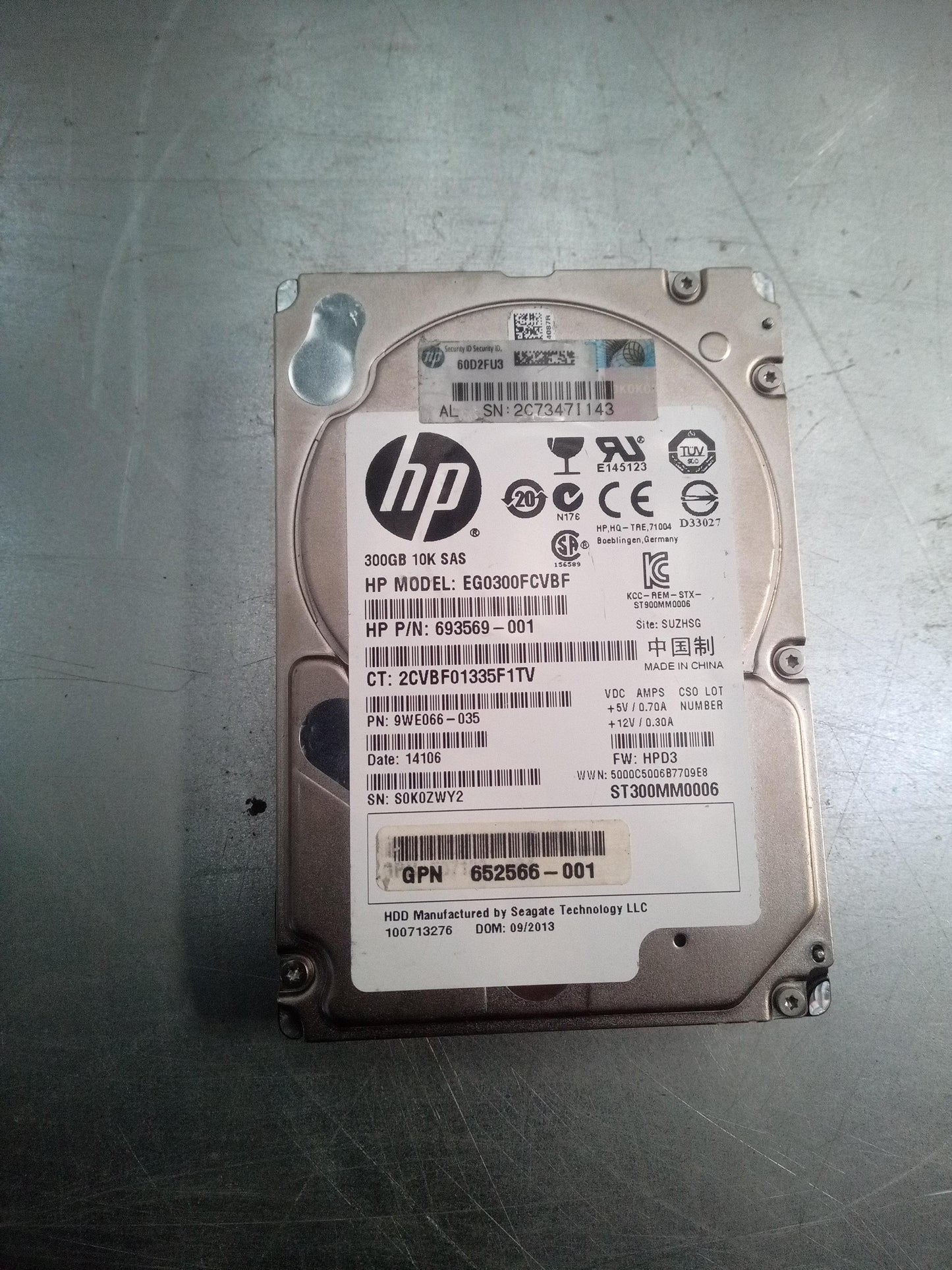 HP EG0300FCVBF 2.5 Inch 300GB 10K RPM 6Gb/s SAS Enterprise Hard Drive – Pre-Owned