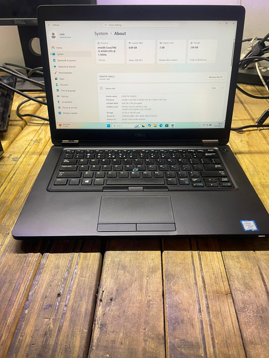 Dell Latitude 5490 14 Inch Laptop – i5 8350U – 8GB DDR4 – 256GB NVMe SSD – GeForce MX130 – Win11Pro – Battery Health 100% – No Adapter – Used
