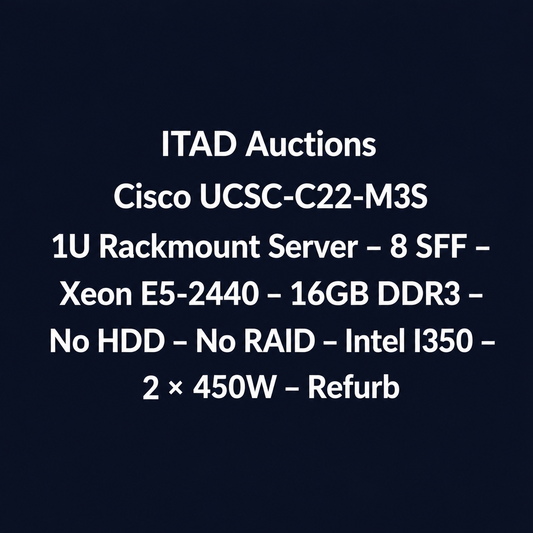 Cisco UCSC-C22-M3S 1U Rackmount Server – 8 SFF – Xeon E5-2440 – 16GB DDR3 – No HDD – No RAID – Intel I350 – 2 × 450W – Used