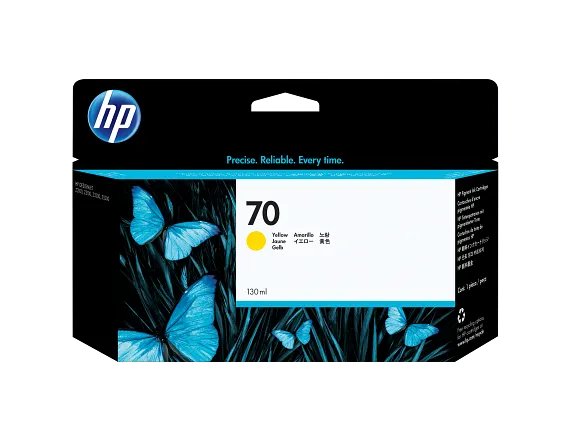 HP 70 C9454A 130ml Yellow DesignJet Ink Cartridge – manufacturer stock photo