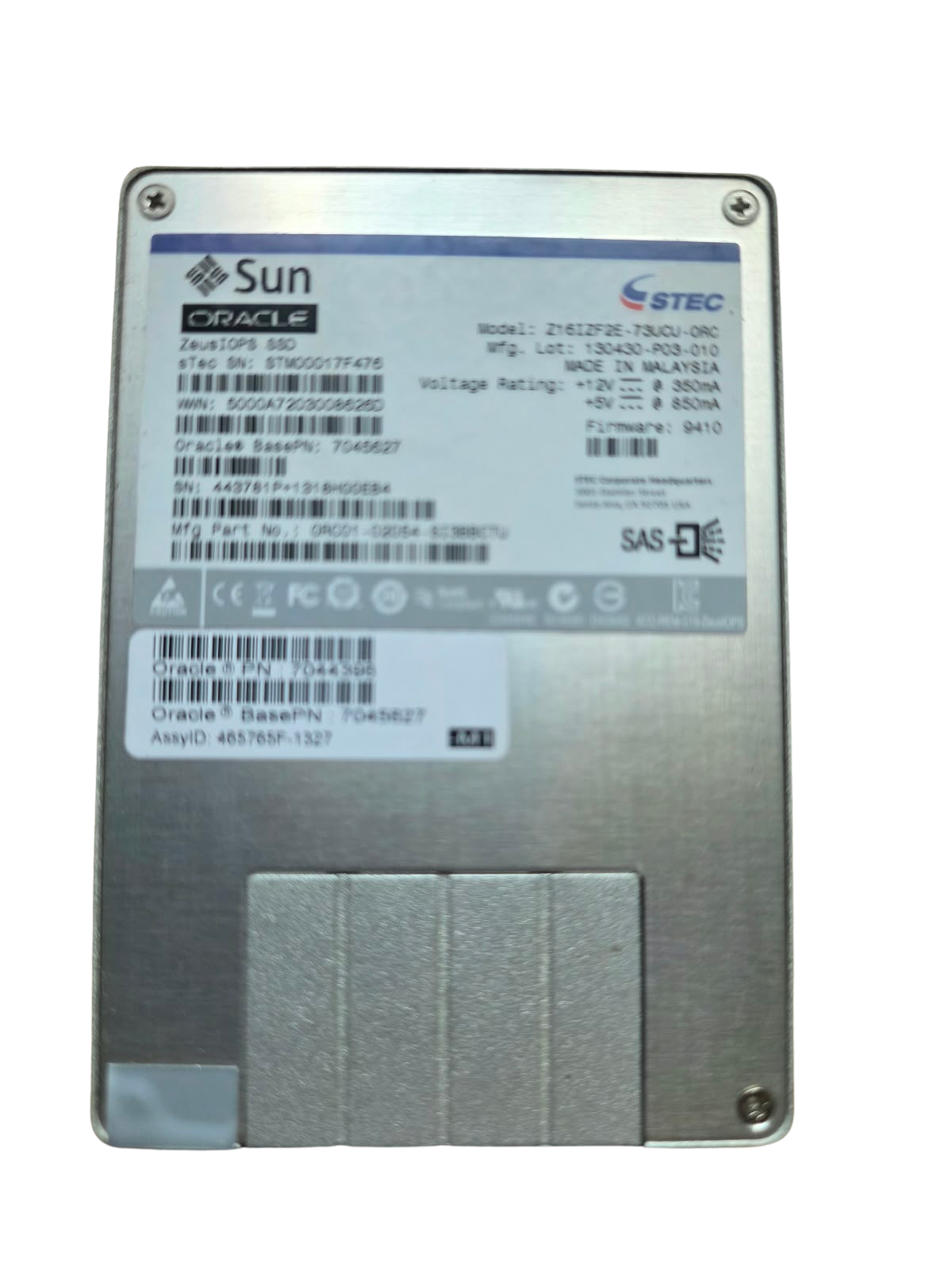 Sun Oracle STEC ZeusIOPS 73GB 2.5 Inch SAS SSD – 7044396 – Used