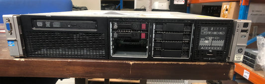 HP ProLiant DL380p Gen8 2U Rackmount Server – 8 SFF – 2 × Xeon E5-2620 – 64GB DDR3 – 2 × 300GB SAS – P420i – 1Gb 4-Port 331FLR + 8Gb PCI-E FC HBA – 2 × 460W – 2 × Caddies – 6 × Blanks – Used