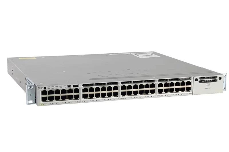 Cisco WS-C3850-48P-S 48-Port PoE+ Layer 3 Switch with C3850-NM-2-10G Module – No Power Cable – Used