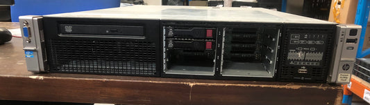 HP ProLiant DL380p Gen8 2U Rackmount Server – 8 SFF – 2 × Xeon E5-2609 – 64GB DDR3 – 2 × 300GB SAS – P420i – 1Gb 4-Port 331FLR + 8Gb PCI-E FC HBA – 2 × 460W – 2 × Caddies – 1 × Blank – Used