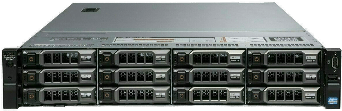 Dell PowerEdge R720xd 2U Rackmount Server – 12 LFF – 2 × Intel Xeon E5-2620 – 64GB DDR3 – 12 × 4TB SATA – No RAID – Broadcom BCM5720 – 1 × 750W – Used