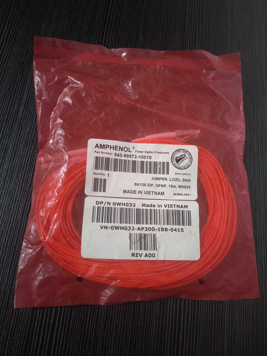 Amphenol 943-99573-10010 LC Duplex Multimode Fiber Optic Jumper Cable - 10 Meter – New