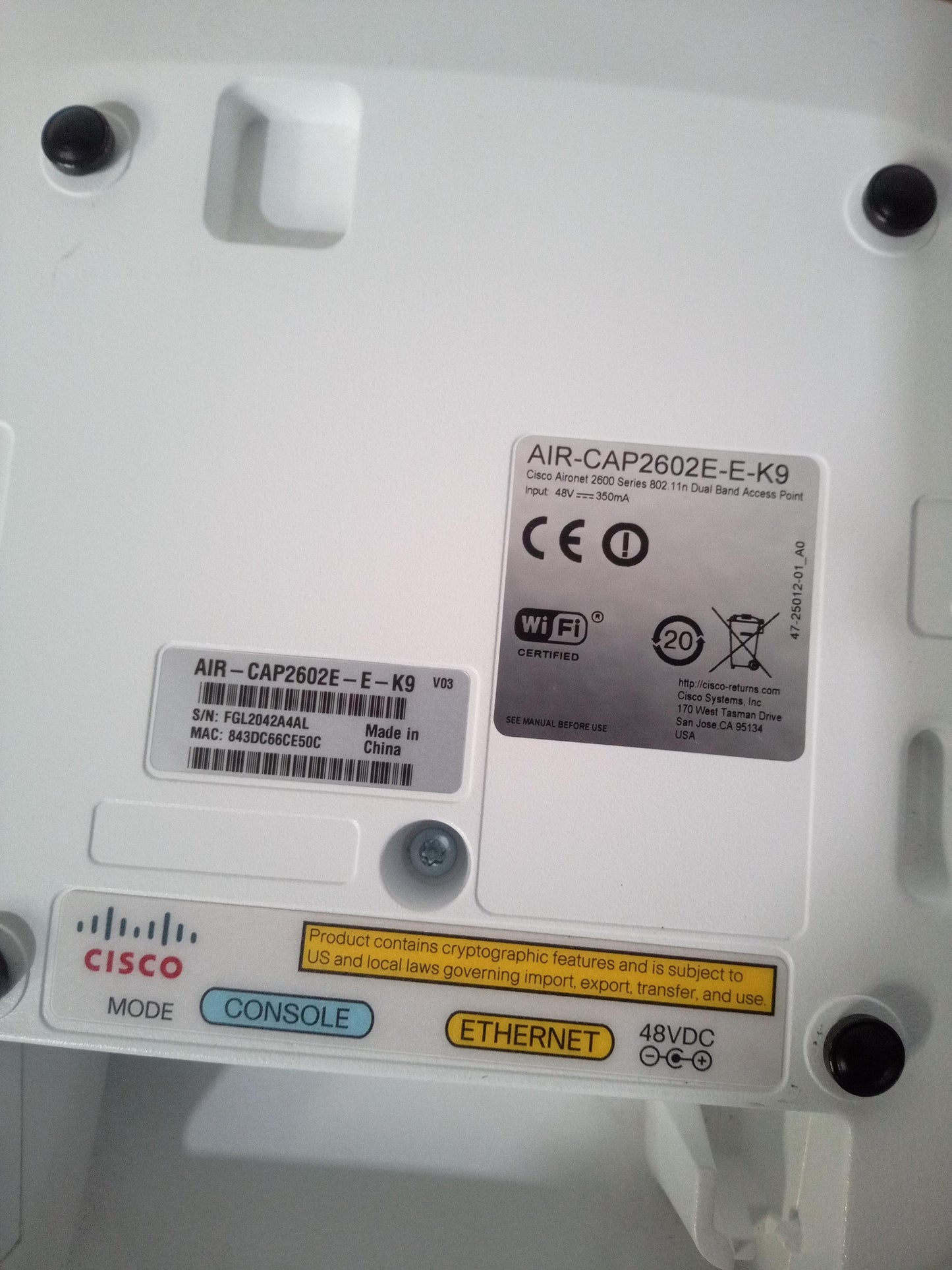 Cisco Aironet AIR-CAP2602E-E-K9 802.11n Dual Band Access Point – Refurb
