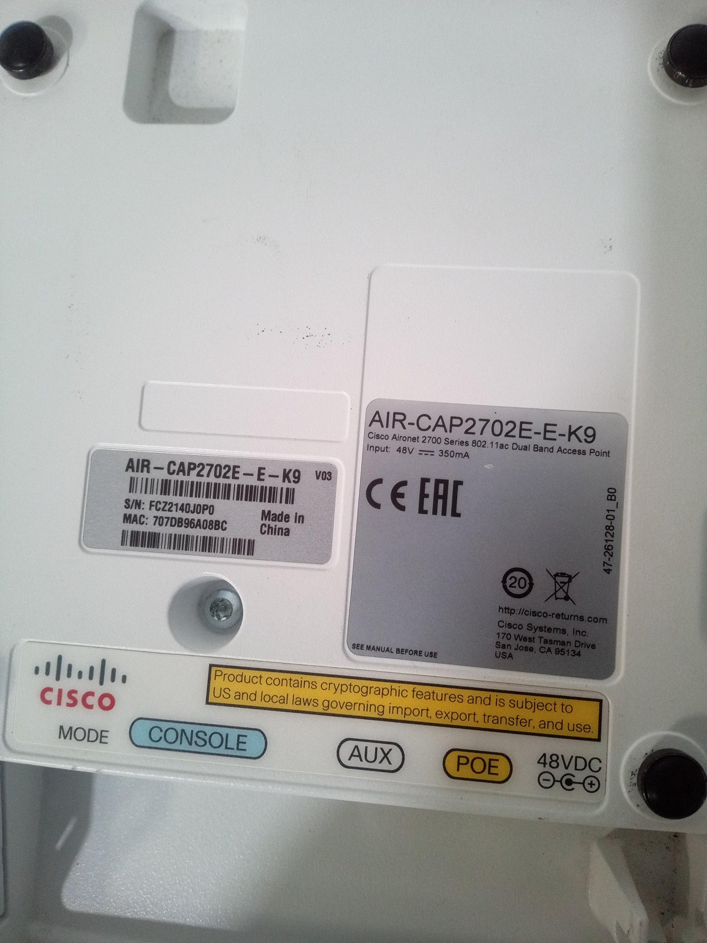 Cisco AIR-CAP2702E-E-K9 802.11ac Enterprise Wireless Access Point – Refurb