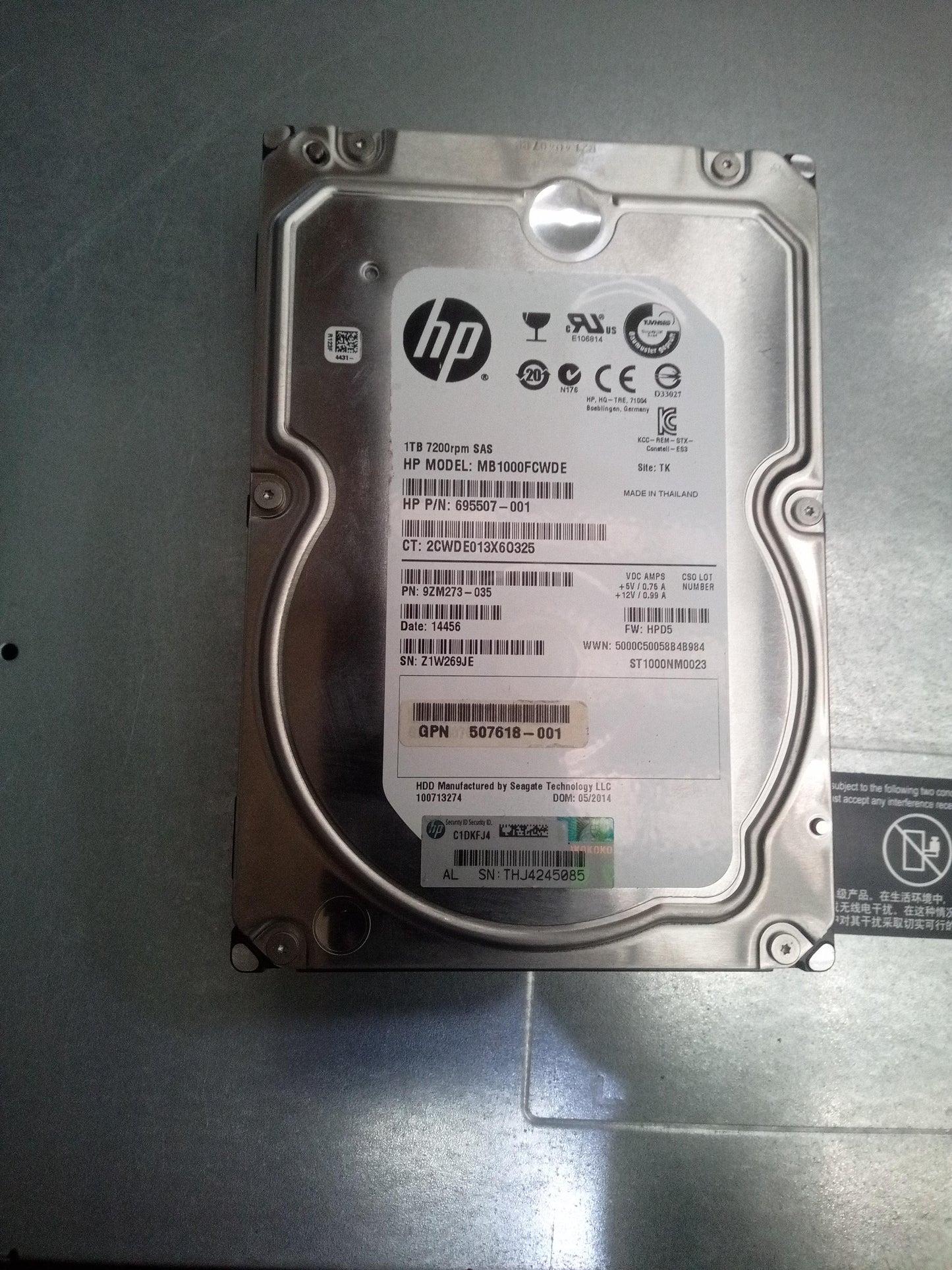 HP MB1000FCWDE 1TB 3.5 Inch 7.2K RPM SAS 6Gb/s SAS Hard Drive – Pre-Owned