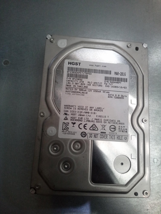 HGST HUS726020ALA610 2TB 3.5 Inch 7.2K RPM 6Gb/s SATA Hard Drive – Pre-Owned