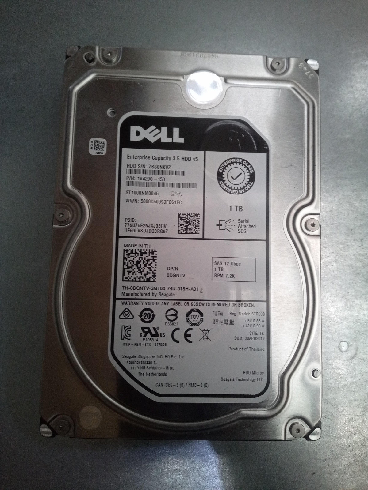Dell ST1000NM0045 1TB 3.5 Inch 7.2K RPM SAS 12Gb/s Enterprise Hard Drive for Servers – Used