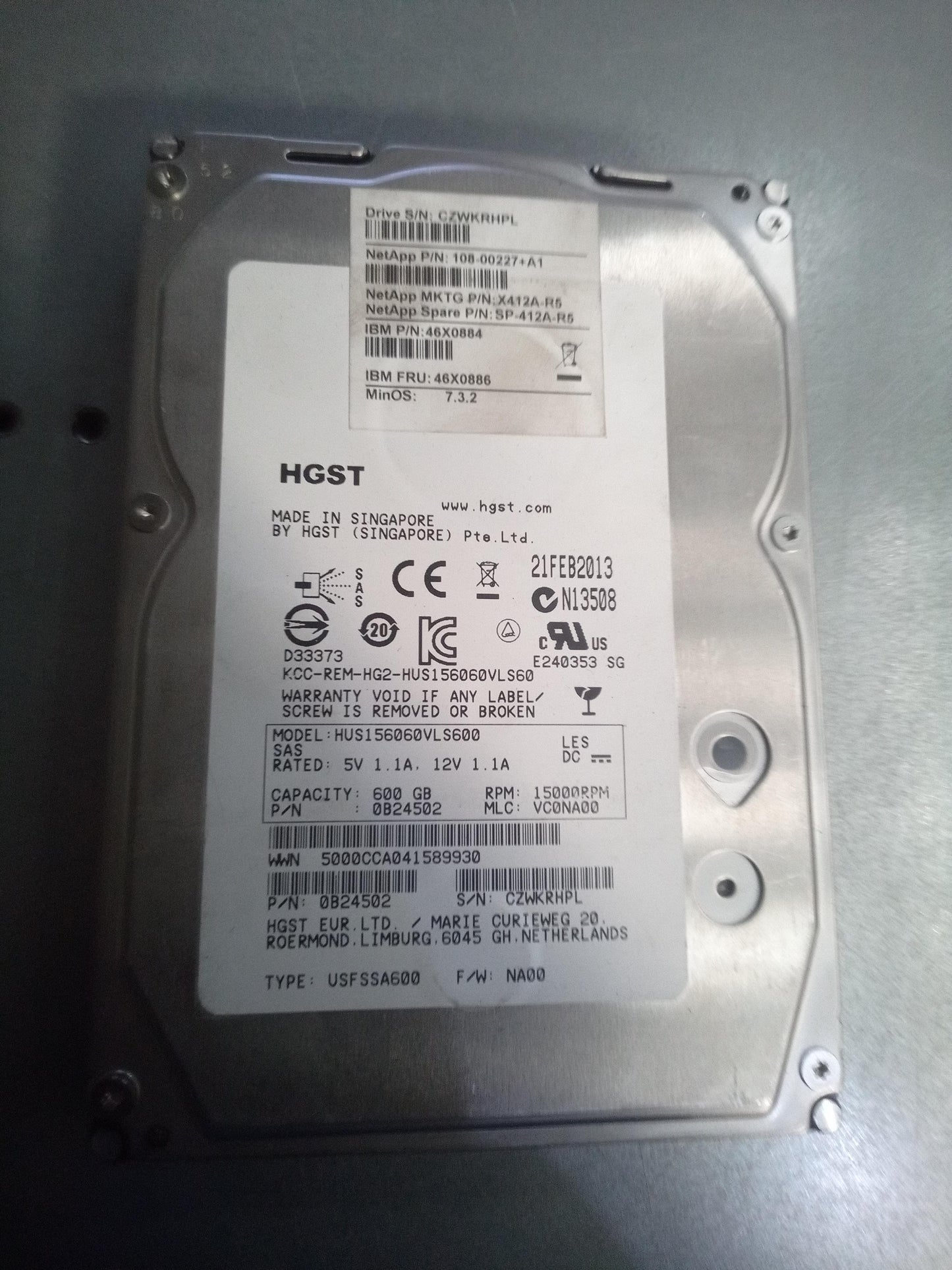 HGST HUS156060VLS600 600GB 3.5 Inch 15K RPM 6Gb/s SAS Hard Drive – Pre-Owned