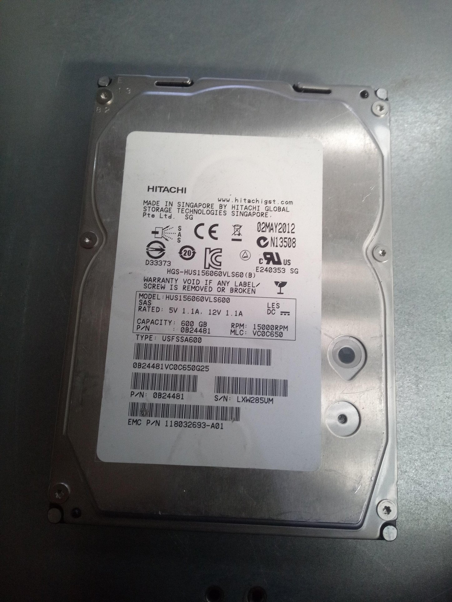 Hitachi HUS156060VLS600 3.5 Inch 600GB 15K 6Gbps SAS Hard Drive – Pre-Owned