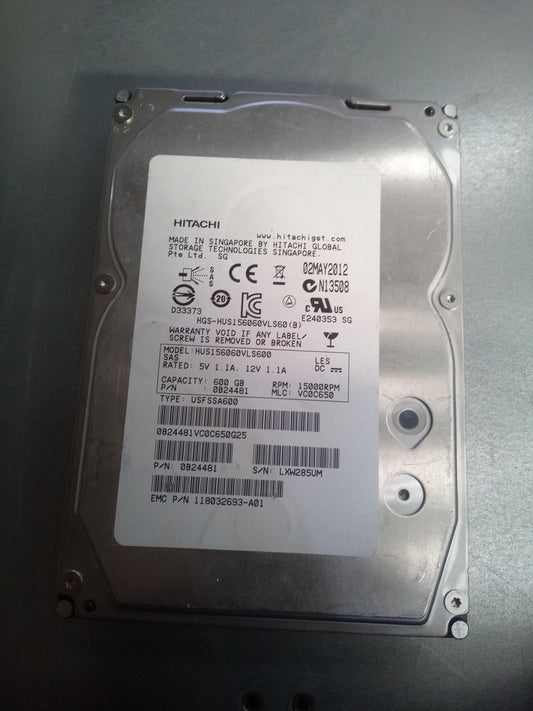 Hitachi HUS156060VLS600 3.5 Inch 600GB 15K 6Gbps SAS Hard Drive – Pre-Owned