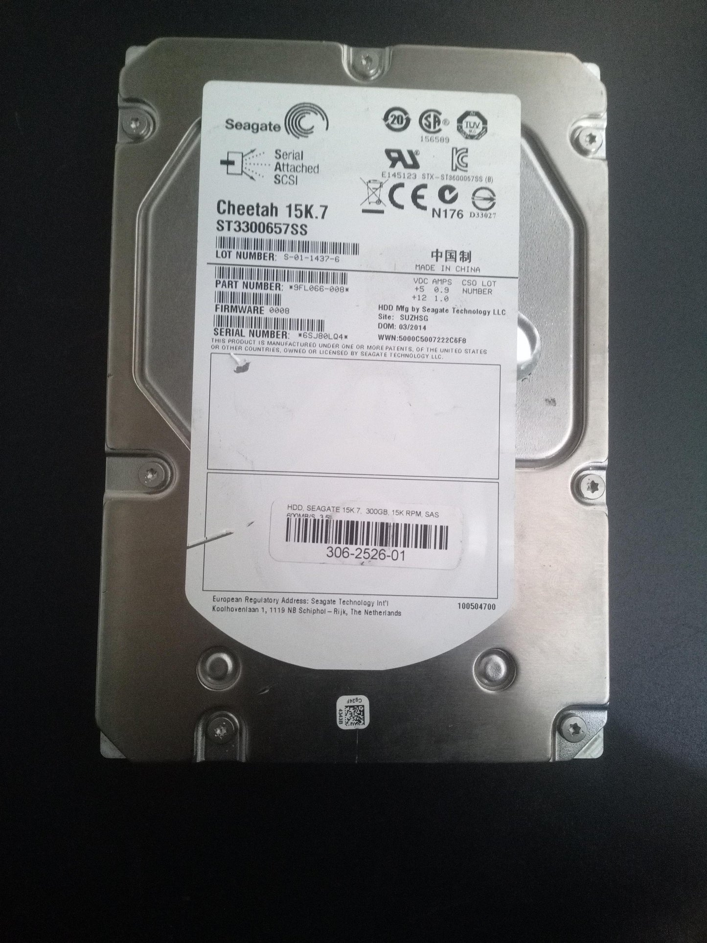 Seagate ST3300657SS 300GB 3.5 Inch 15K RPM 6Gb/s SAS Hard Drive – Pre-Owned