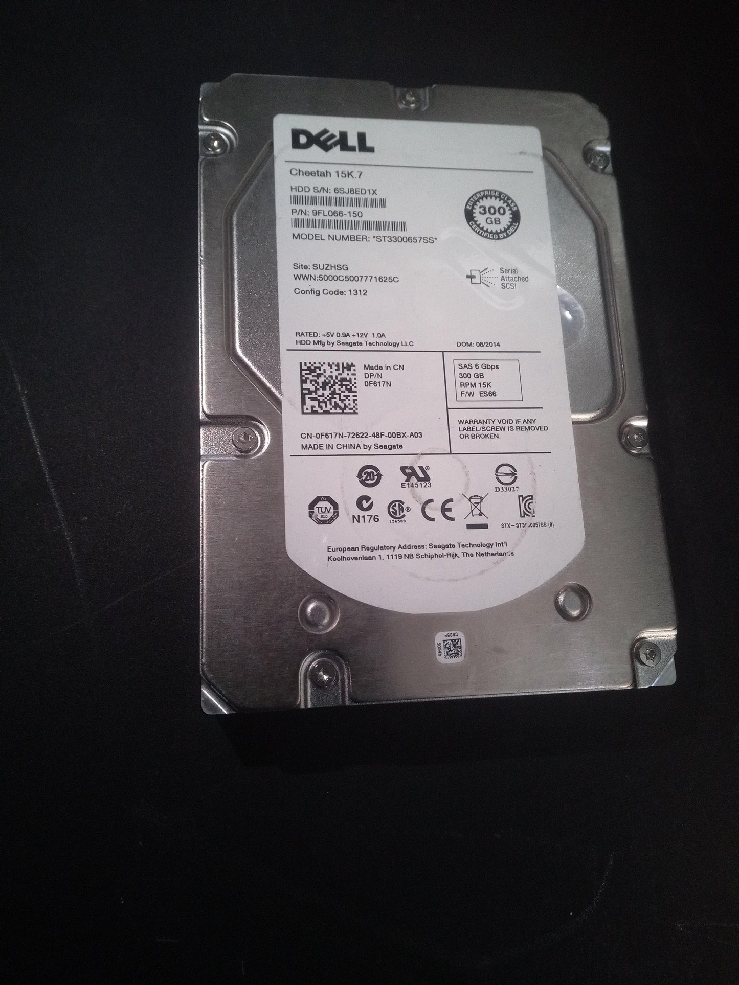 Dell ST3300657SS 300GB 3.5 Inch 15K RPM SAS 6Gb/s Hard Drive – Pre-Owned