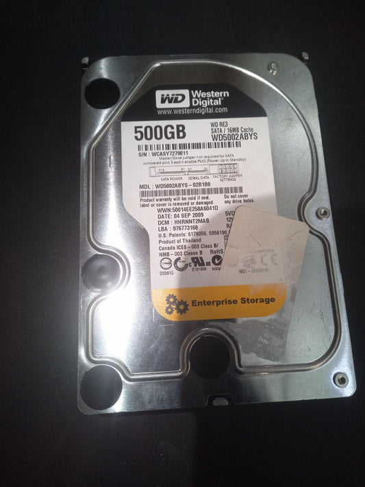 Western Digital WD5002ABYS-02B1B0 500GB 3.5 Inch 7.2K RPM SATA 3Gb/s Hard Drive – Pre-Owned