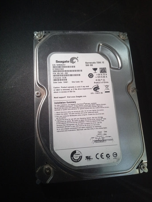 Seagate ST3500418AS 500GB 3.5 Inch 7.2K RPM SATA 3Gb/s Hard Drive – Pre-Owned