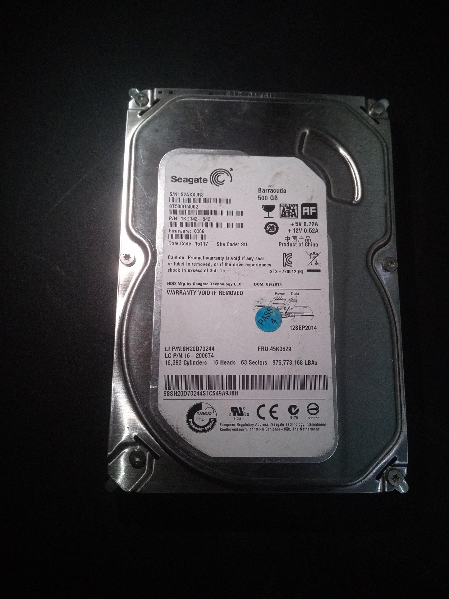 Seagate ST500DM002 500GB 3.5 Inch 7.2K RPM 6Gb/s SATA Hard Drive – Pre-Owned