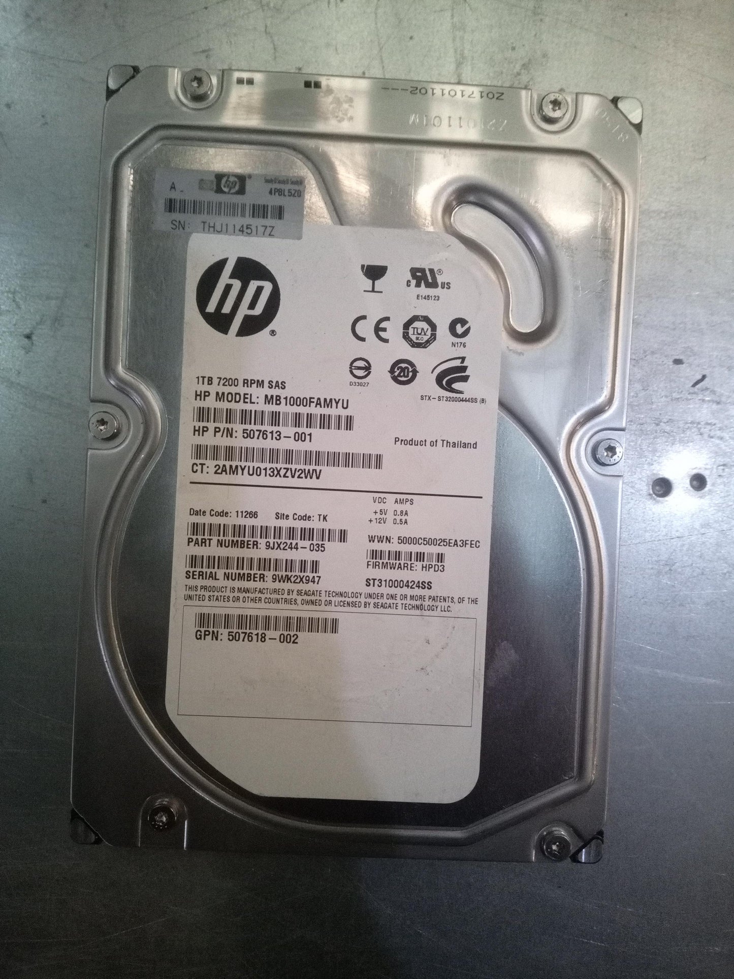 HP MB1000FAMYU 1TB 3.5 Inch 7.2K RPM SAS 6Gb/s Hard Drive – Pre-Owned