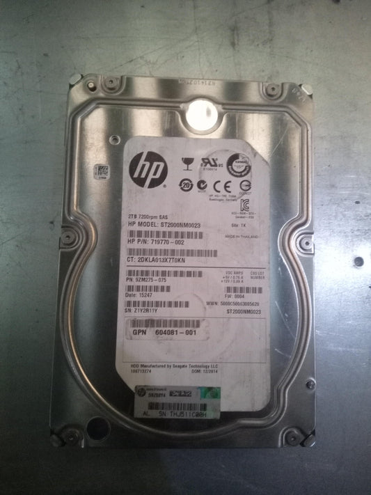HP ST2000NM0023 2TB 3.5 Inch 7.2K RPM SAS 6Gb/s Hard Drive – Pre-Owned