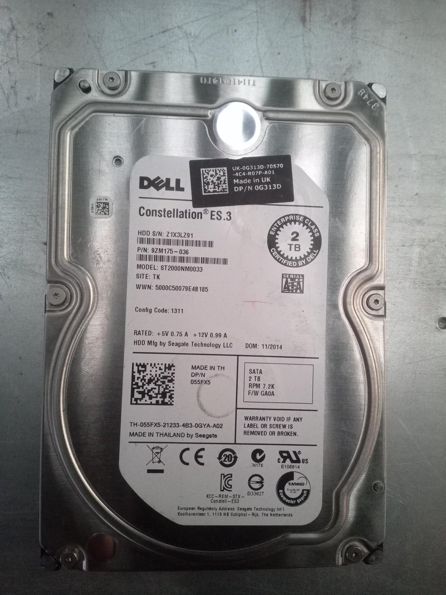 Seagate ST2000NM0033 2TB 7.2K RPM SATA Hard Drive – Pre-Owned