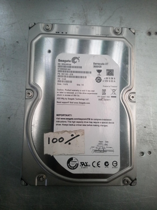 Seagate Barracuda XT ST33000651AS 3.5 Inch 3TB 7200 RPM 6Gb/s SATA Hard Drive – Pre-Owned