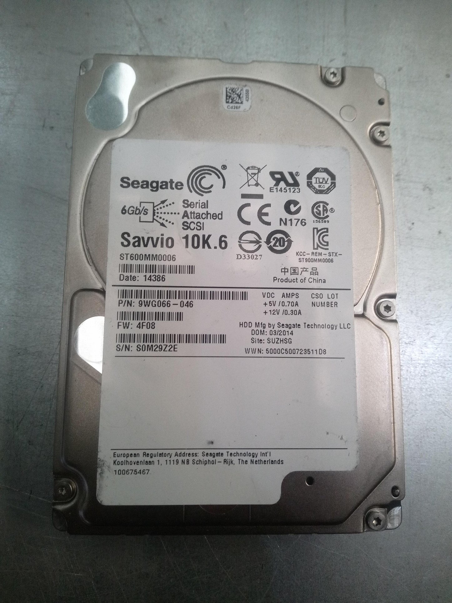 Seagate ST600MM0006 2.5 Inch SFF 600GB 10K RPM 6Gbps SAS Hard Drive for Servers – Pre-Owned