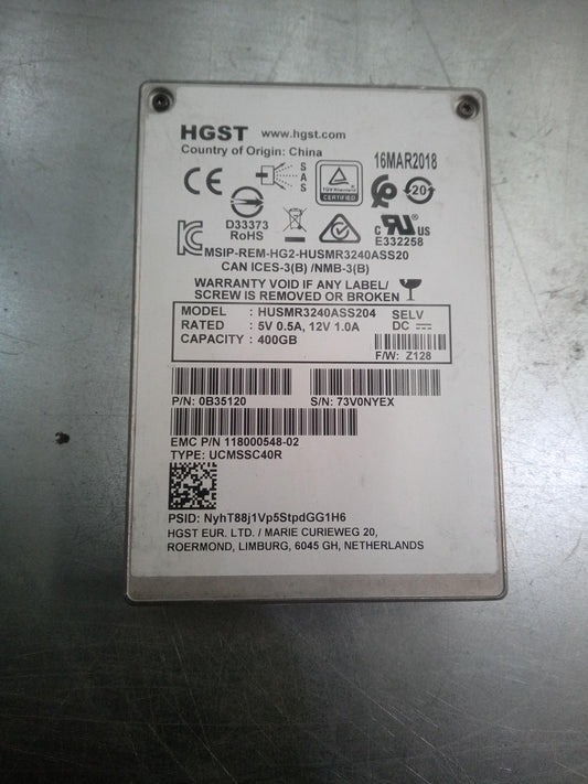 HGST HUSMR3240ASS204 2.5 Inch 400GB 12Gb/s SAS Enterprise Mixed-Use SSD – Pre-Owned