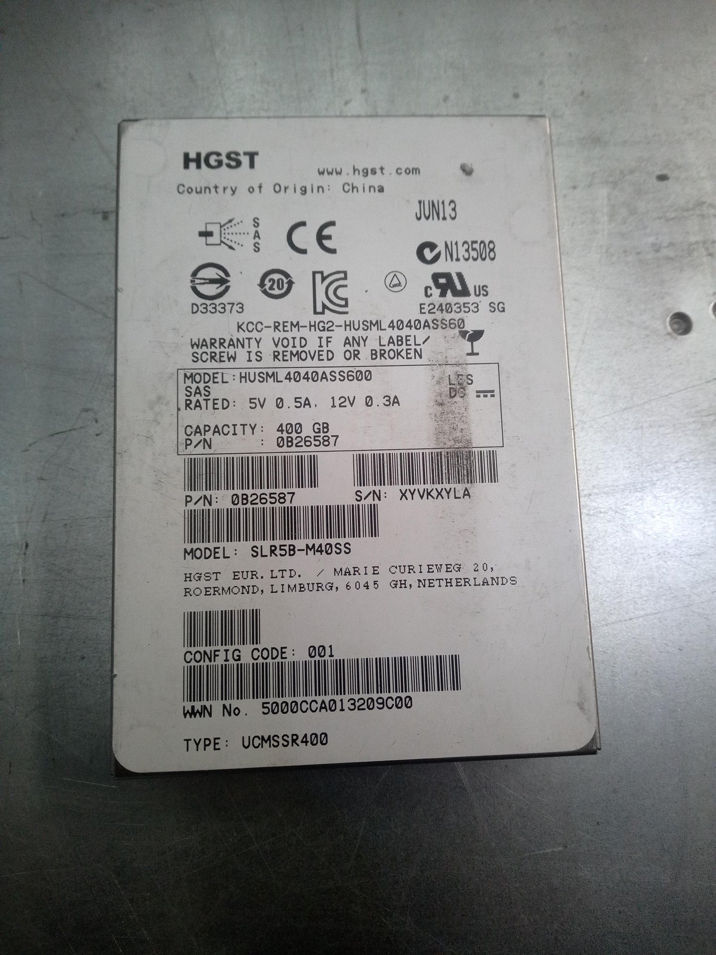 HGST HUSML4040ASS600 2.5 Inch 400GB 6Gb/s SAS Enterprise SSD – Pre-Owned