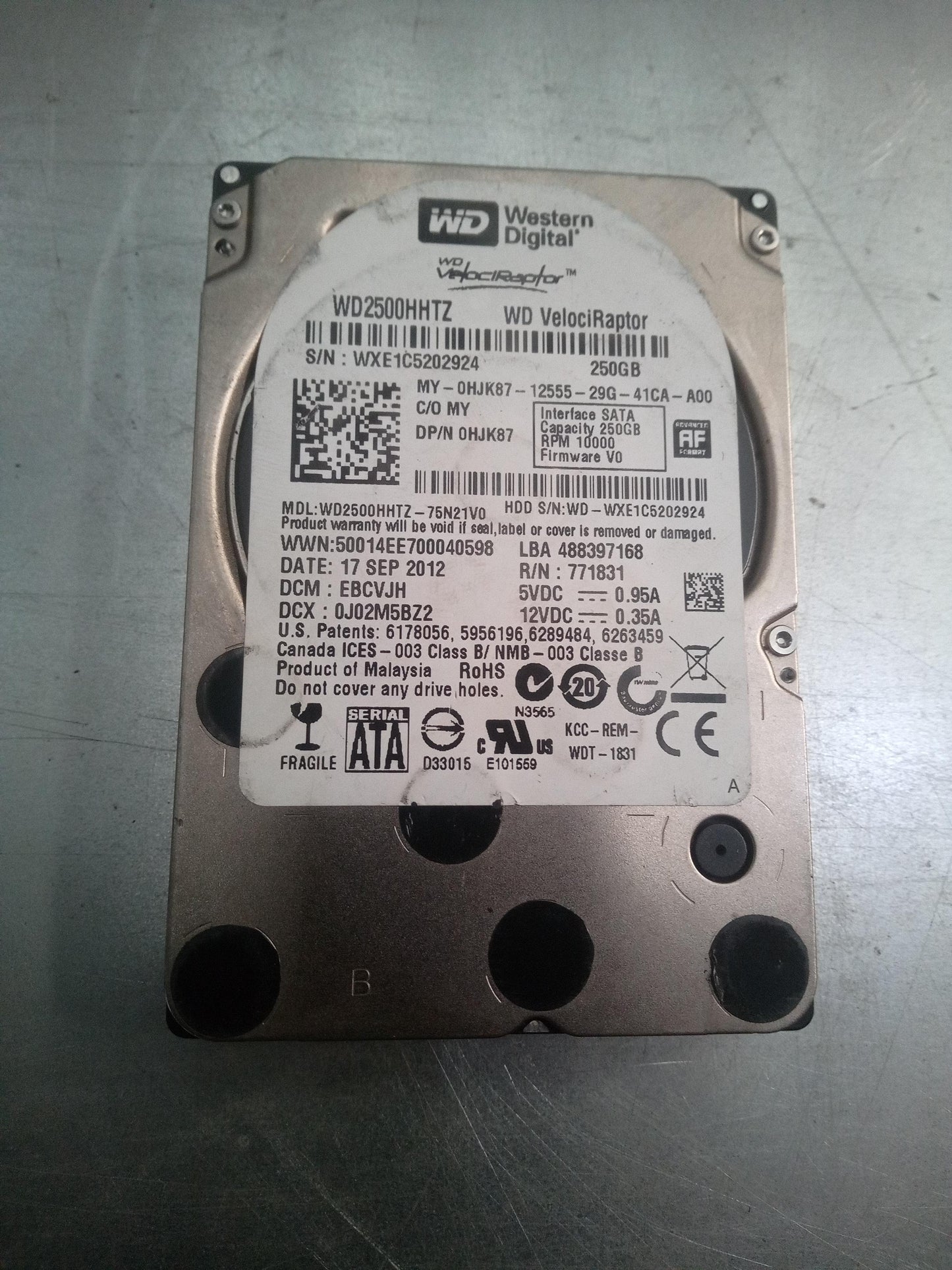 Western Digital WD2500HHTZ-75N21V0 2.5 Inch 250GB 10,000 RPM 6Gb/s SATA VelociRaptor Hard Drive – Pre-Owned