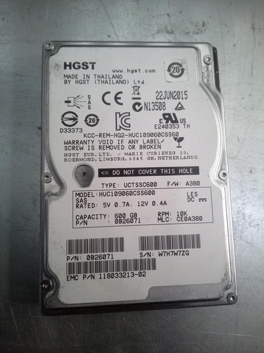 HGST HUC109060CSS600 2.5 Inch 600GB 10K 6Gbps SAS Enterprise Hard Drive for Servers – Pre-Owned