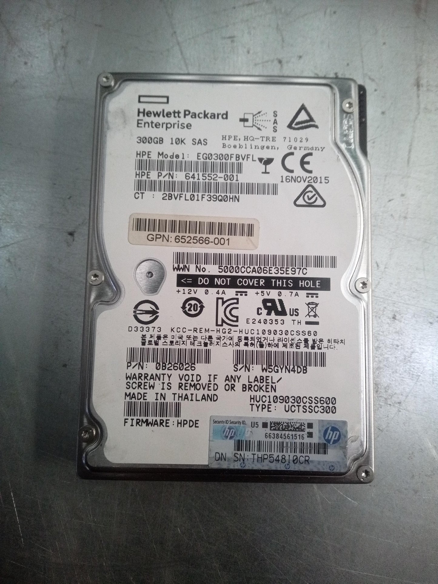 HP EG0300FBVFL 2.5 Inch 300GB 10K RPM 6Gb/s SAS Enterprise Hard Drive – Pre-Owned