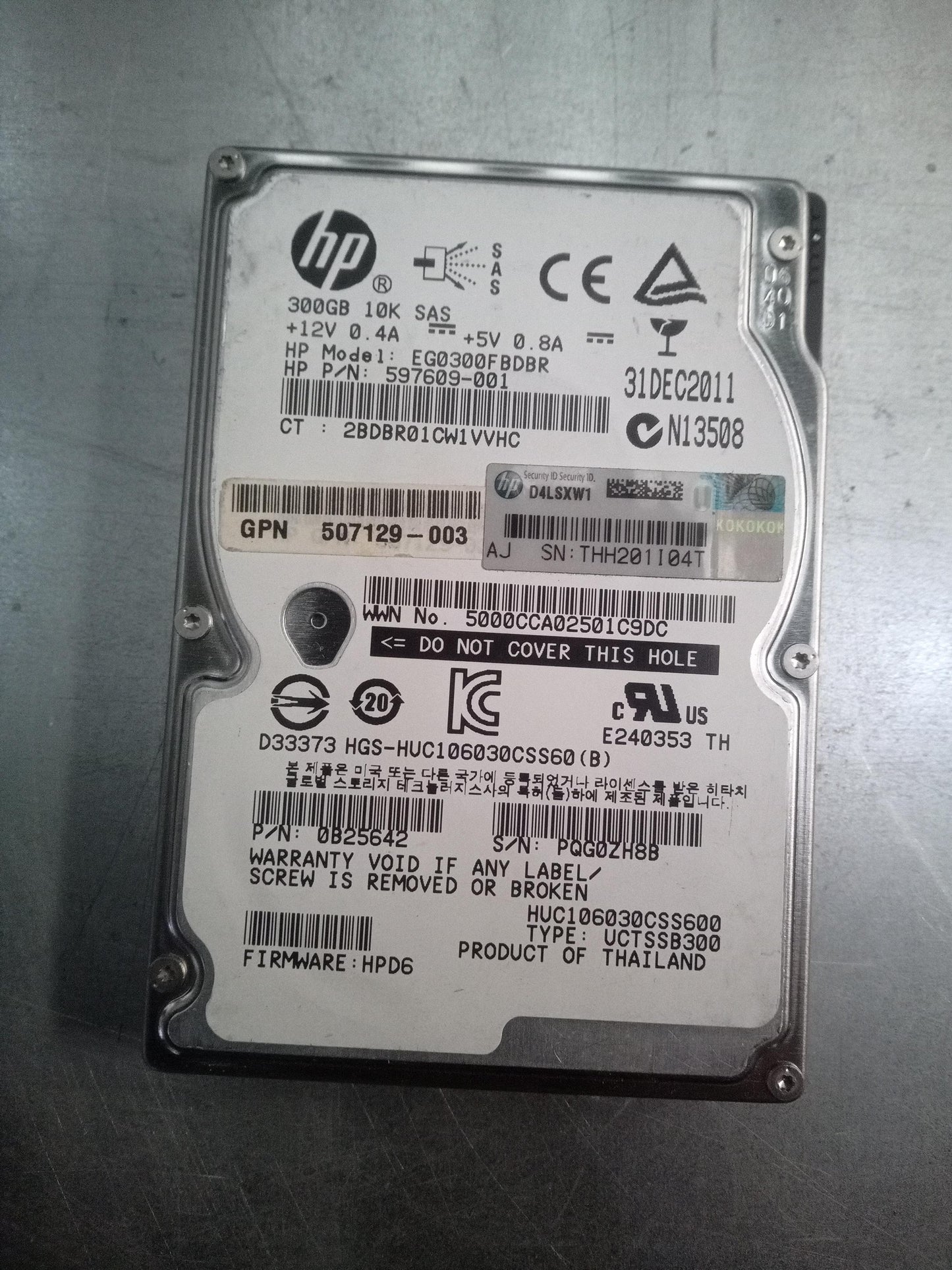 HP EG0300FBDBR 2.5 Inch 300GB 10K RPM 6Gb/s SAS Enterprise Hard Drive – Pre-Owned