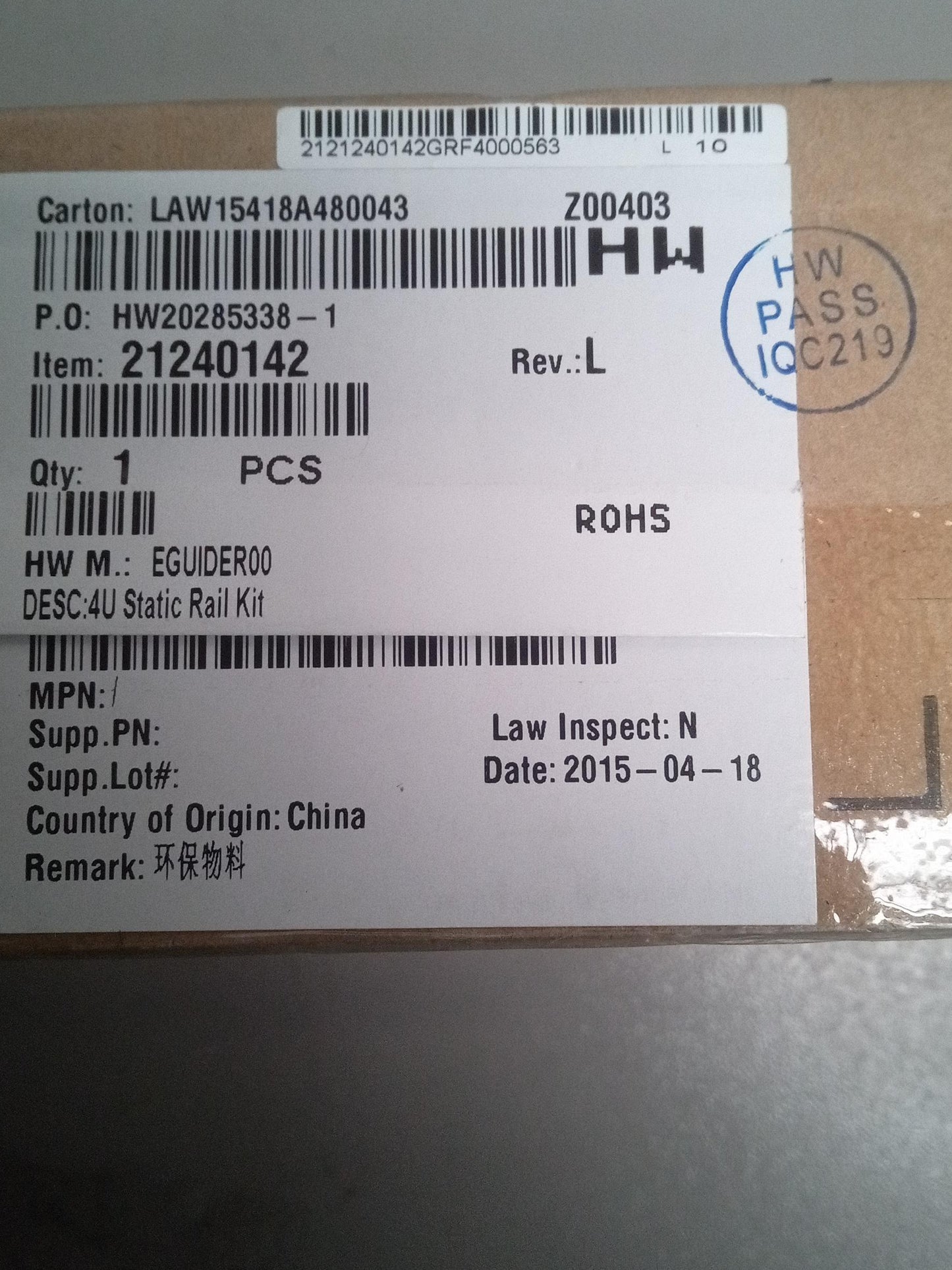 Huawei EGUIDER00 4U Static Rail Kit – New