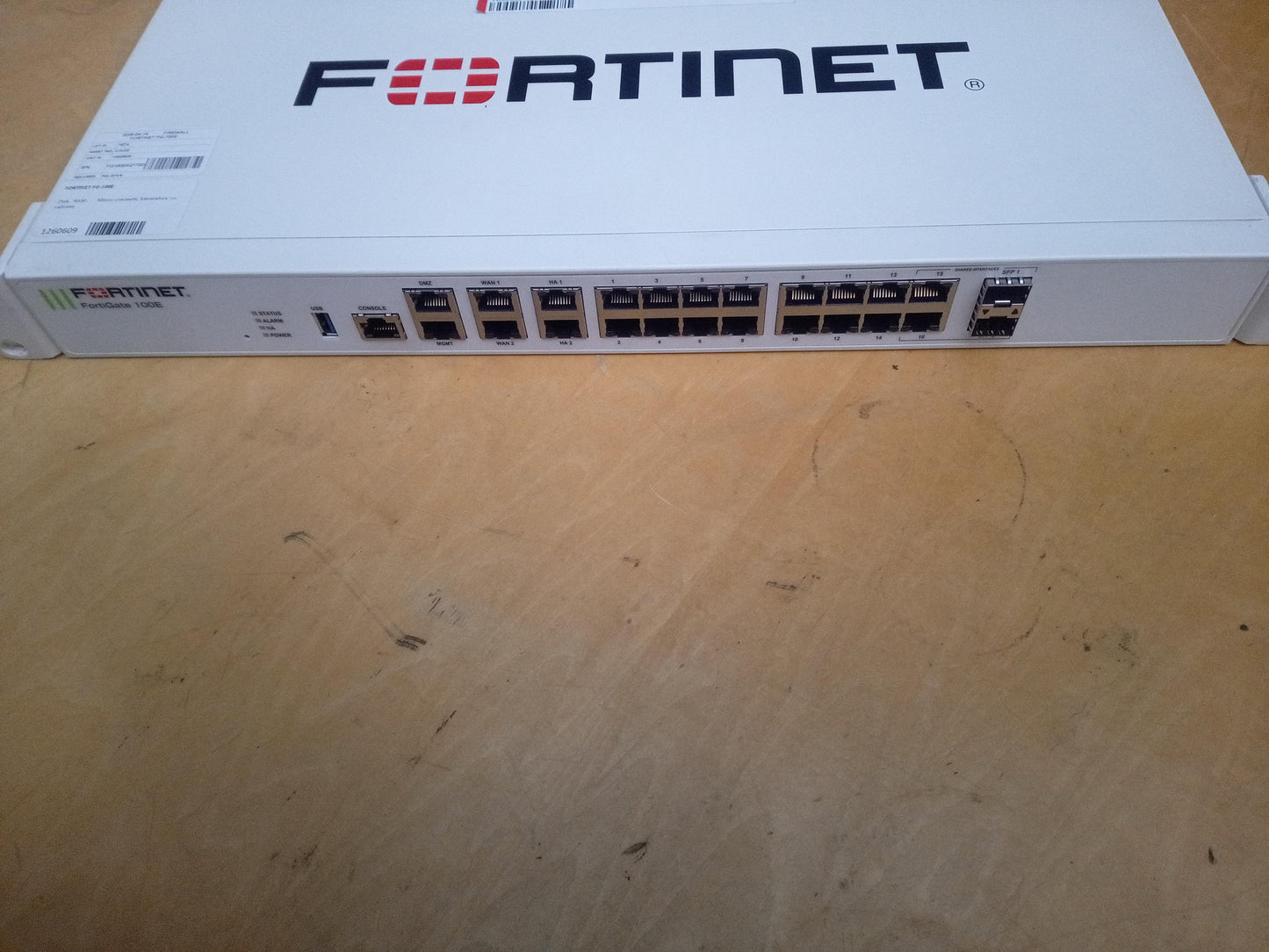 Fortinet FG-100E 16-Port Enterprise Firewall Appliance – No Power Cable – Used