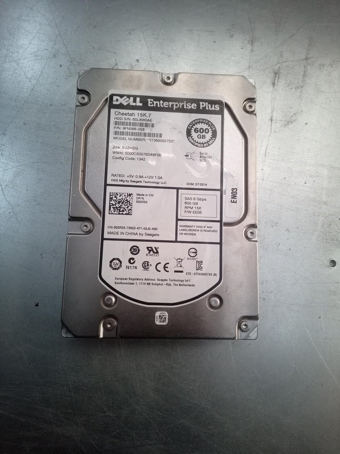 Dell ST3600057SS 600GB 3.5 Inch 15K RPM 6Gb/s SAS Hard Drive – Pre-Owned