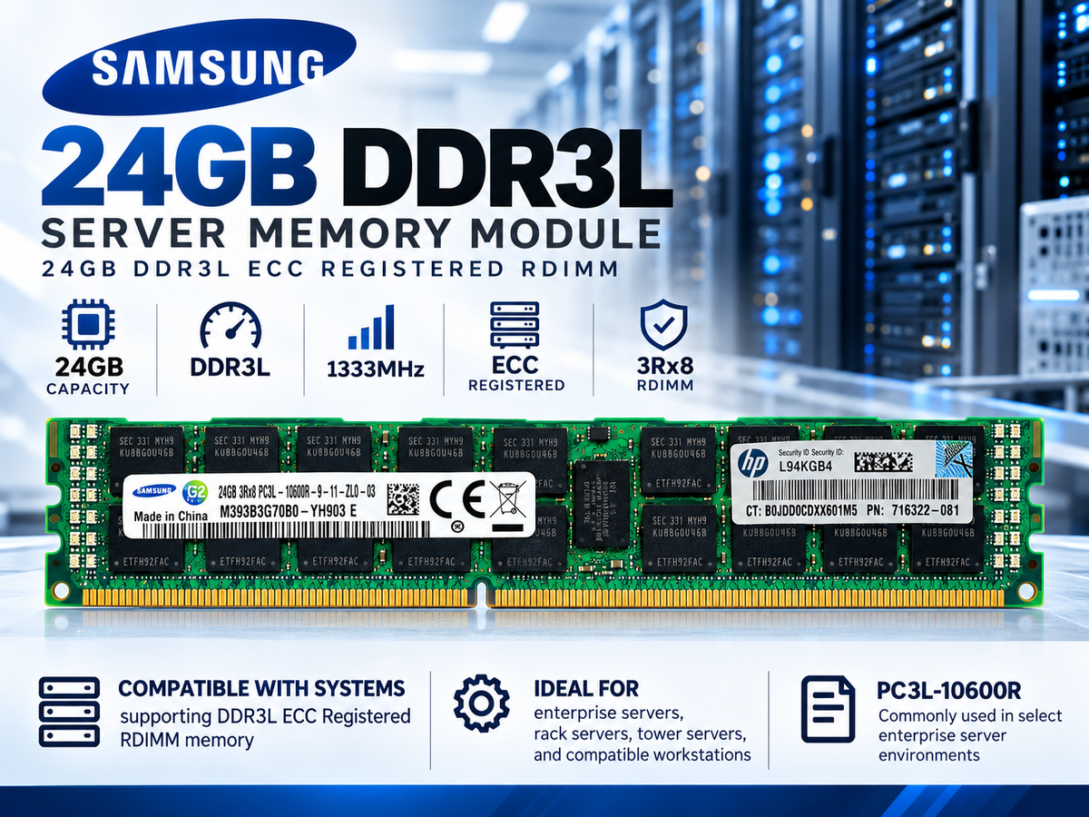 Samsung 24GB 3Rx4 PC3L-10600R-09-11-ZZZ-P3 Server RAM – Used