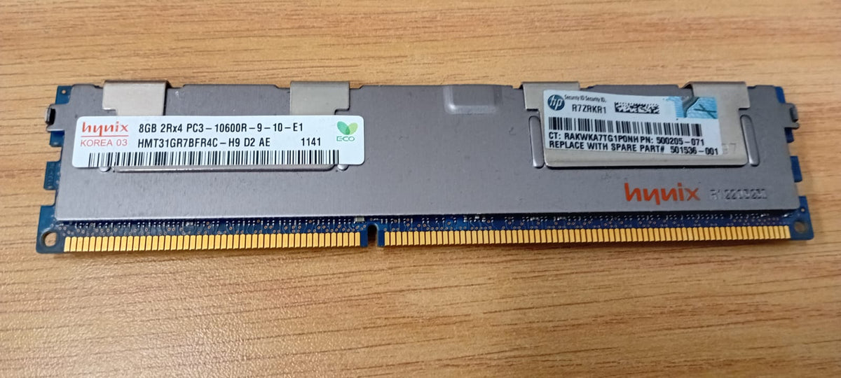 Hynix 8GB 2Rx4 PC3-10600R-9-10-E1 DDR3 Server RAM – Used