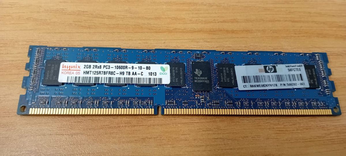 Hynix 2GB 2RX8 PC3-10600R-9-10-B0 DDR3 Server Ram - Used
