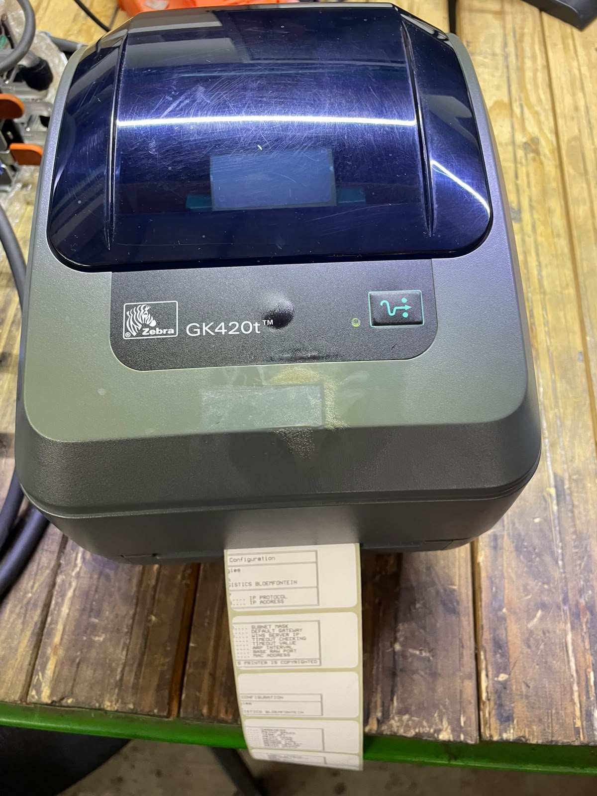 Zebra GK420t Thermal Transfer Label Printer With Power Adapter – Used