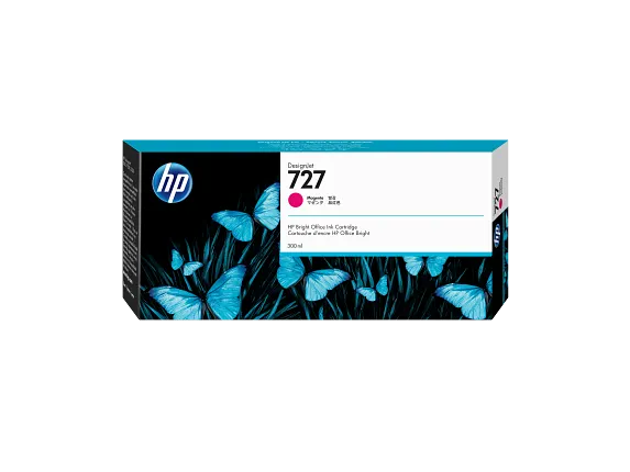 HP 727 F9J77A 300ml Magenta DesignJet Ink Cartridge – manufacturer stock photo